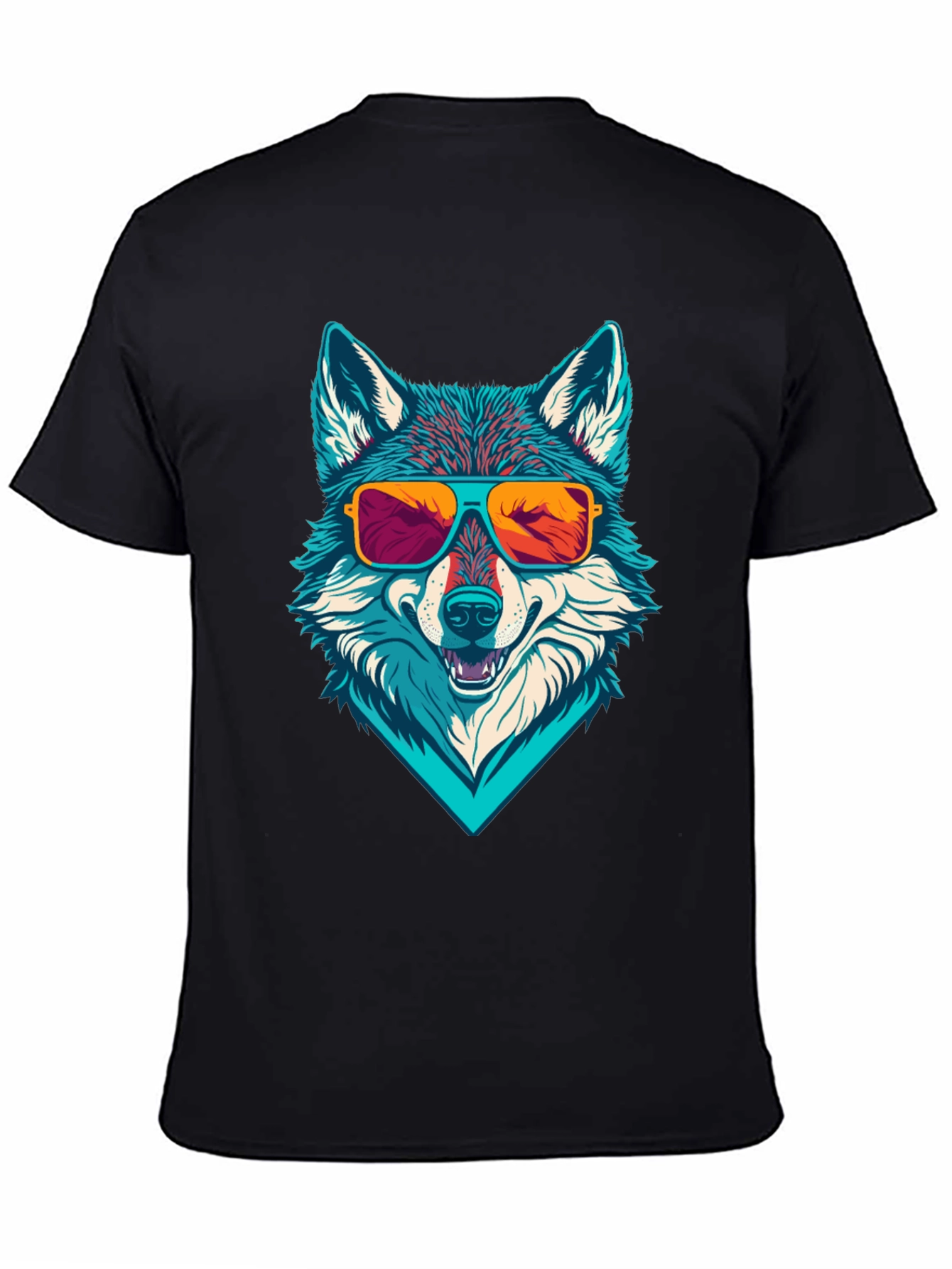 Cool Wolf Graphic Tee - Sunglasses Design