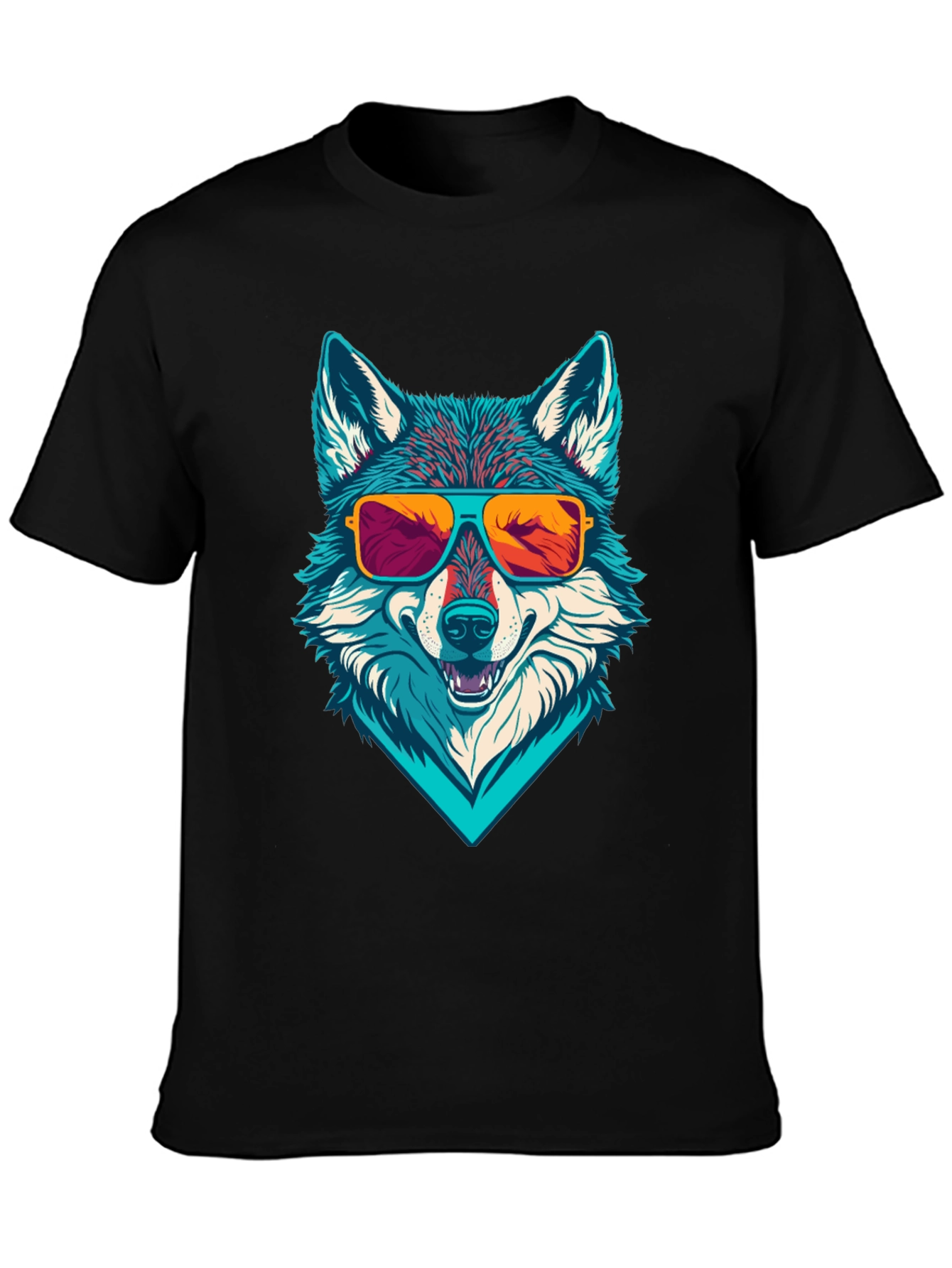 Cool Wolf Graphic Tee - Sunglasses Design