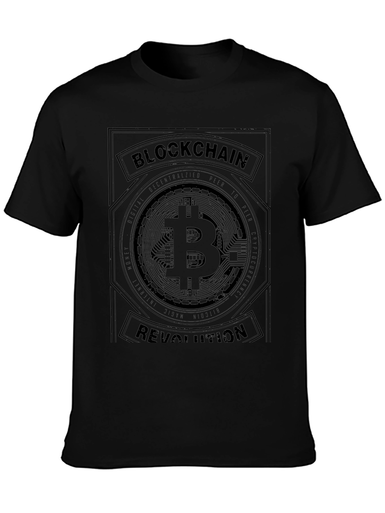 Blockchain Revolution Bitcoin Graphic Tee - Black