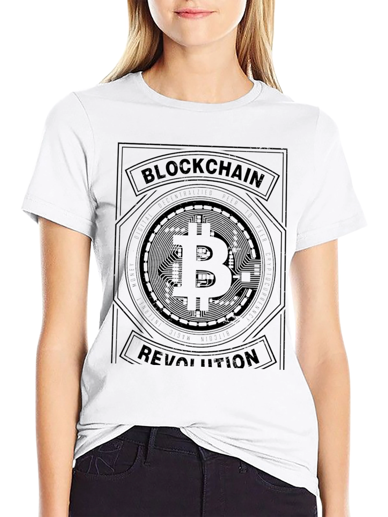 Blockchain Revolution Bitcoin Graphic Tee - Black
