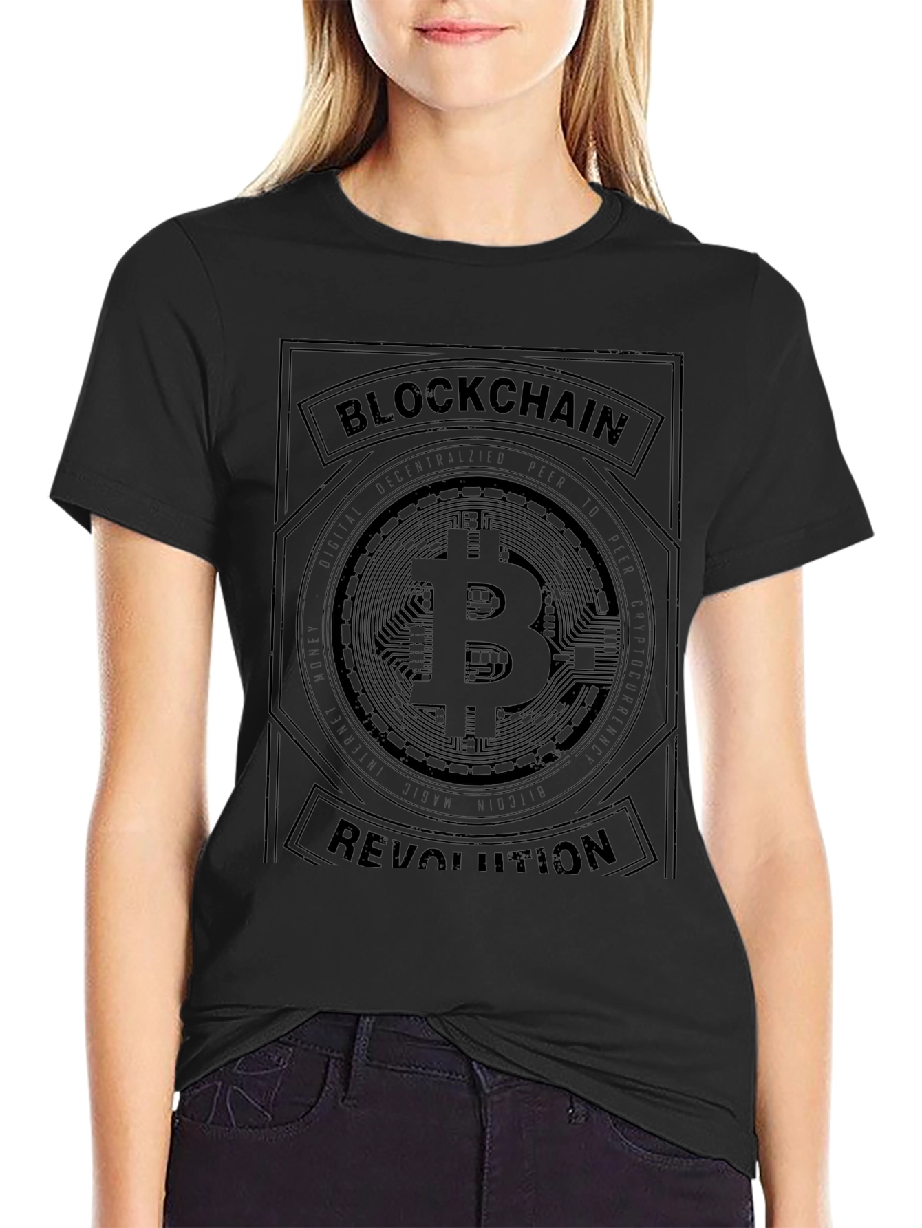 Blockchain Revolution Bitcoin Graphic Tee - Black