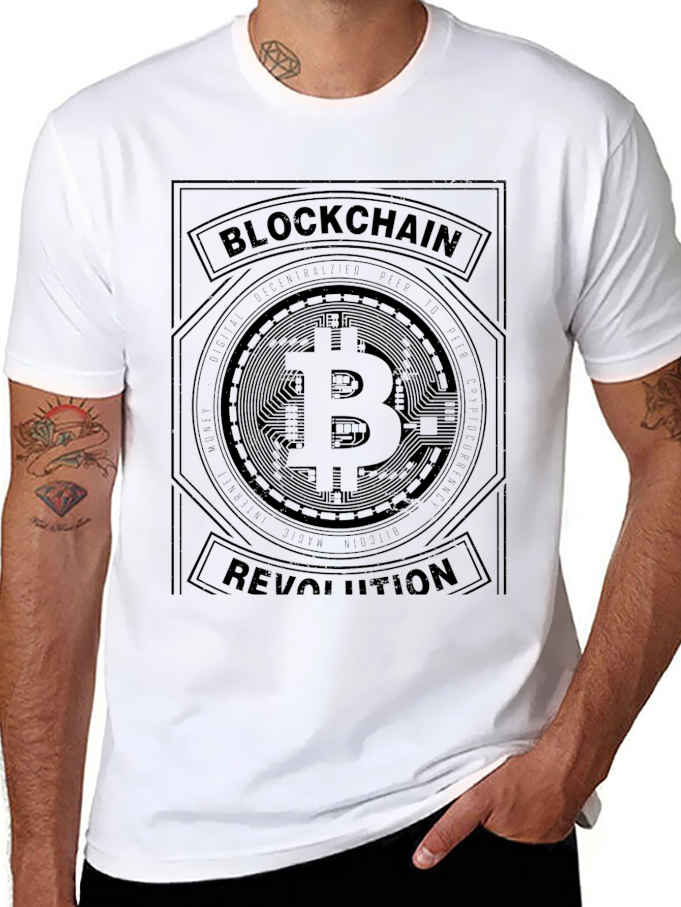 Blockchain Revolution Bitcoin Graphic Tee - Black