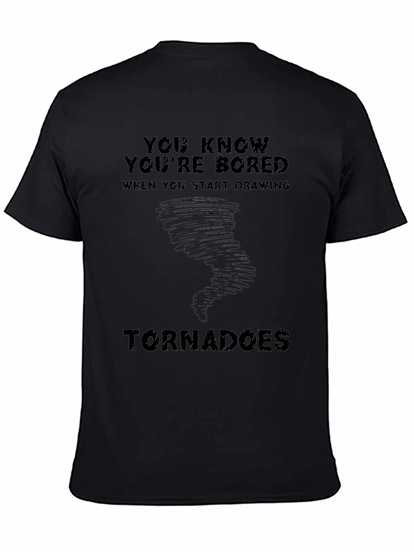 Bored Tornado Drawing Graphic Tee - Black