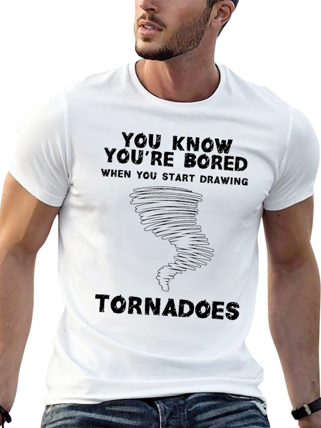 Bored Tornado Drawing Graphic Tee - Black