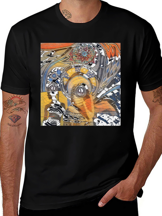 Abstract Graphic Print Black T-Shirt