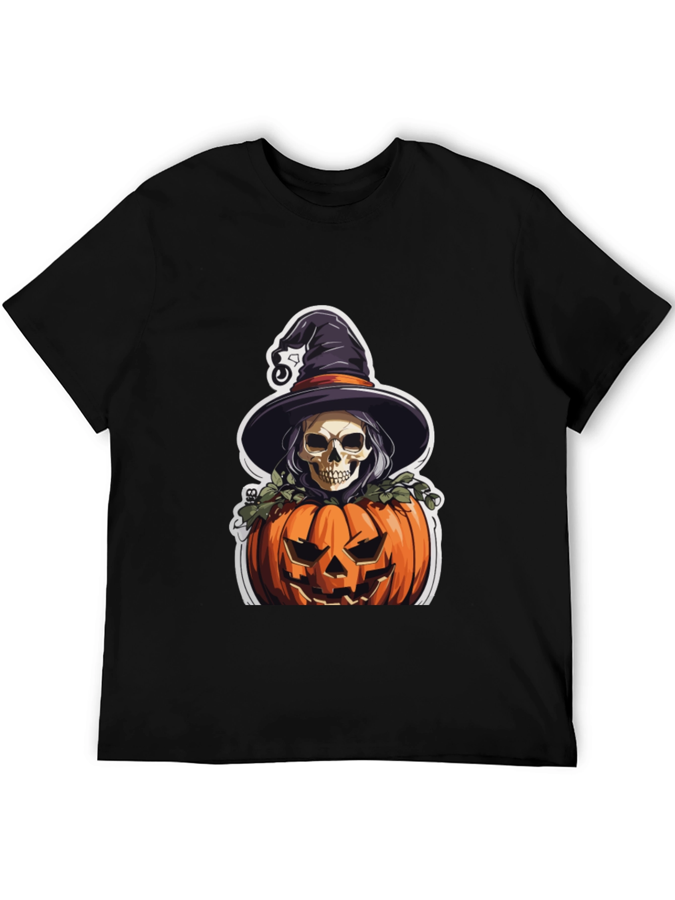 Skull Witch Pumpkin Graphic Tee - Halloween