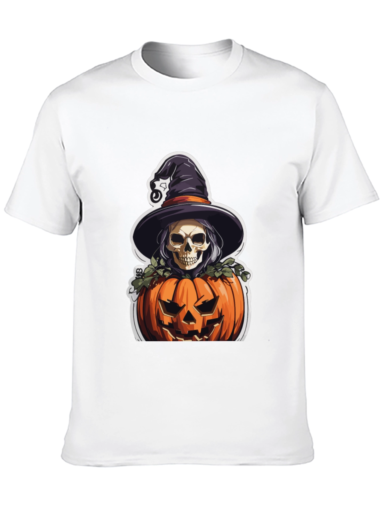 Skull Witch Pumpkin Graphic Tee - Halloween