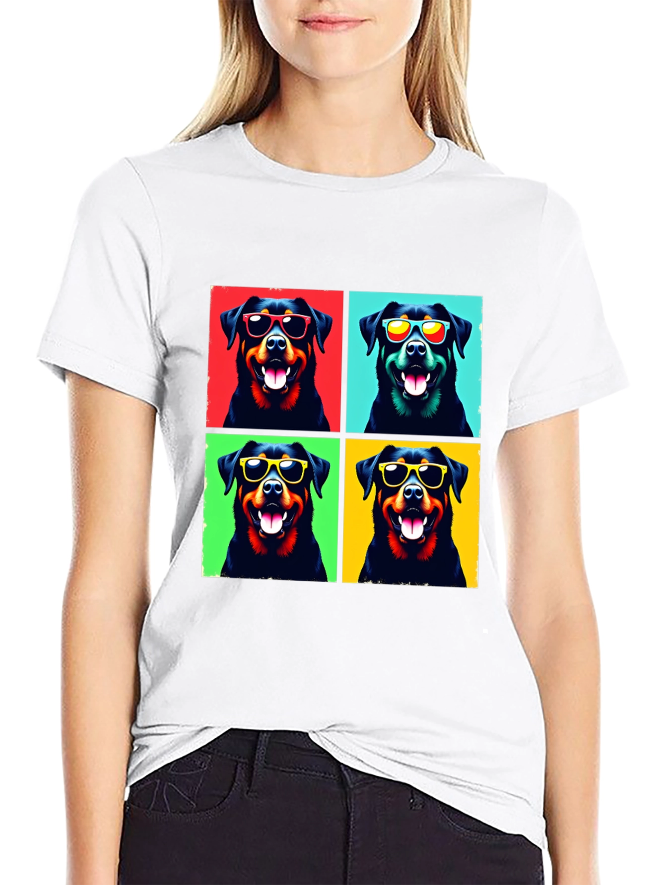 Cool Rottweiler Pop Art T-Shirt