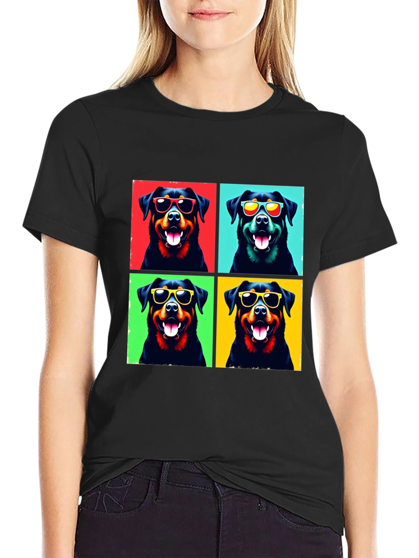 Cool Rottweiler Pop Art T-Shirt