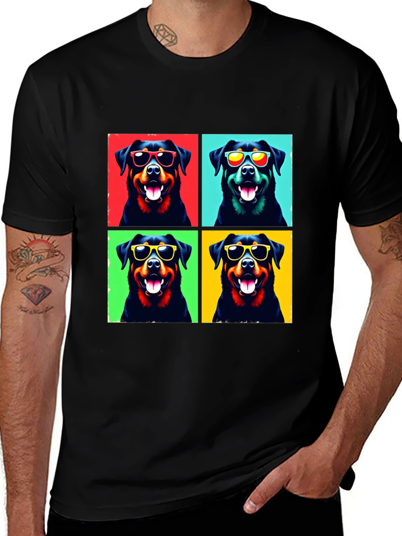 Cool Rottweiler Pop Art T-Shirt