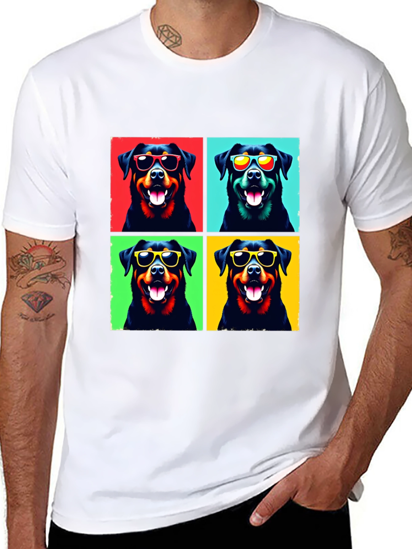 Cool Rottweiler Pop Art T-Shirt