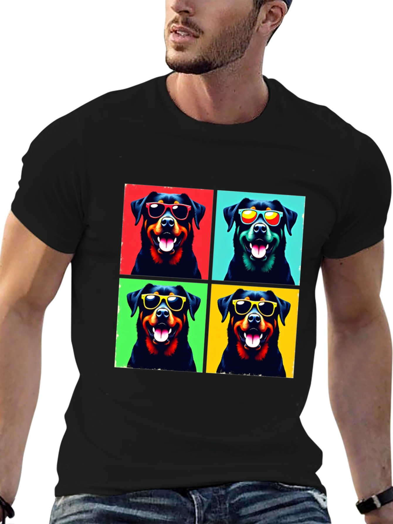 Cool Rottweiler Pop Art T-Shirt