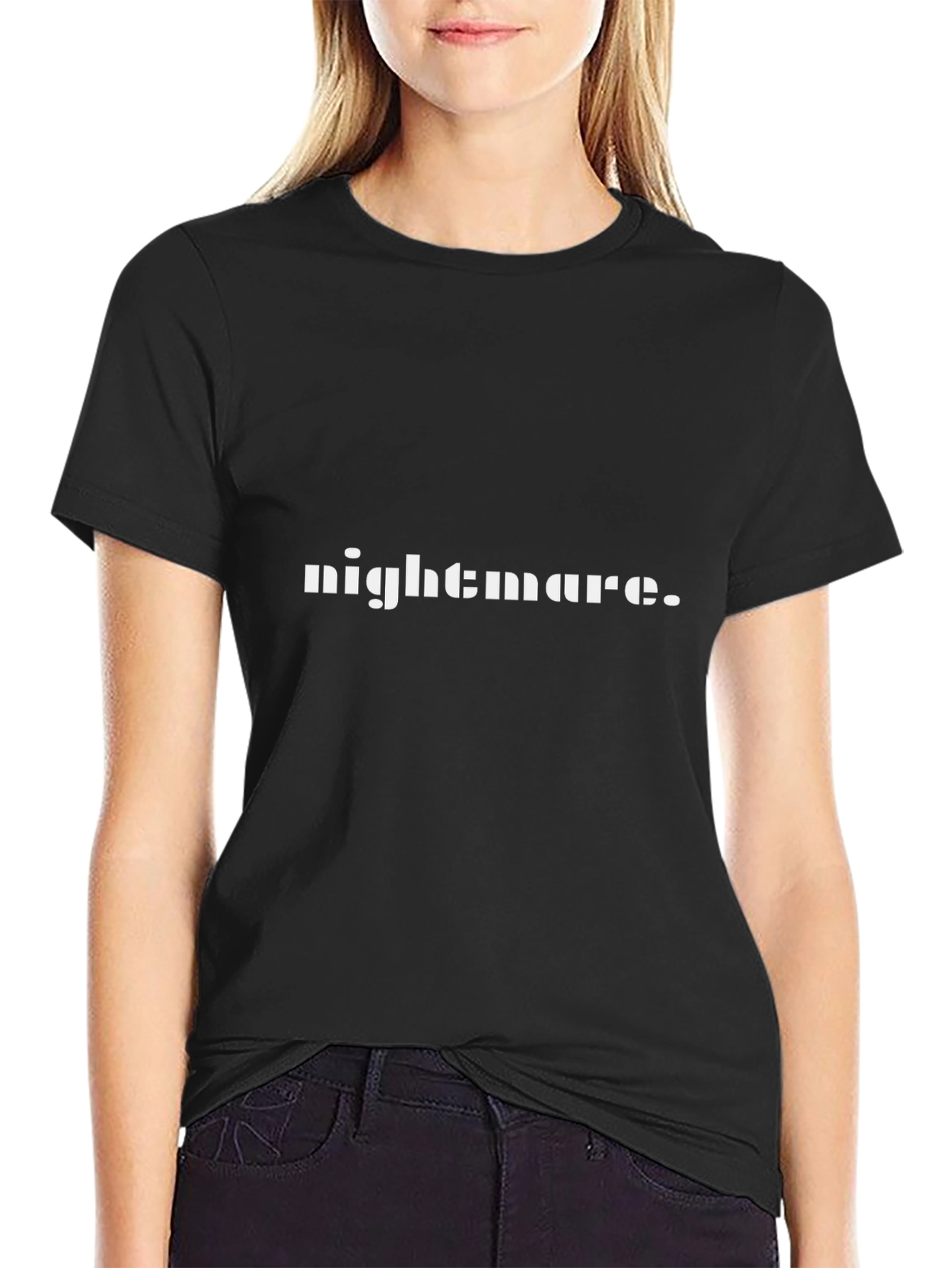 Nightmare Tee - Black Graphic Print Crew Neck T-Shirt