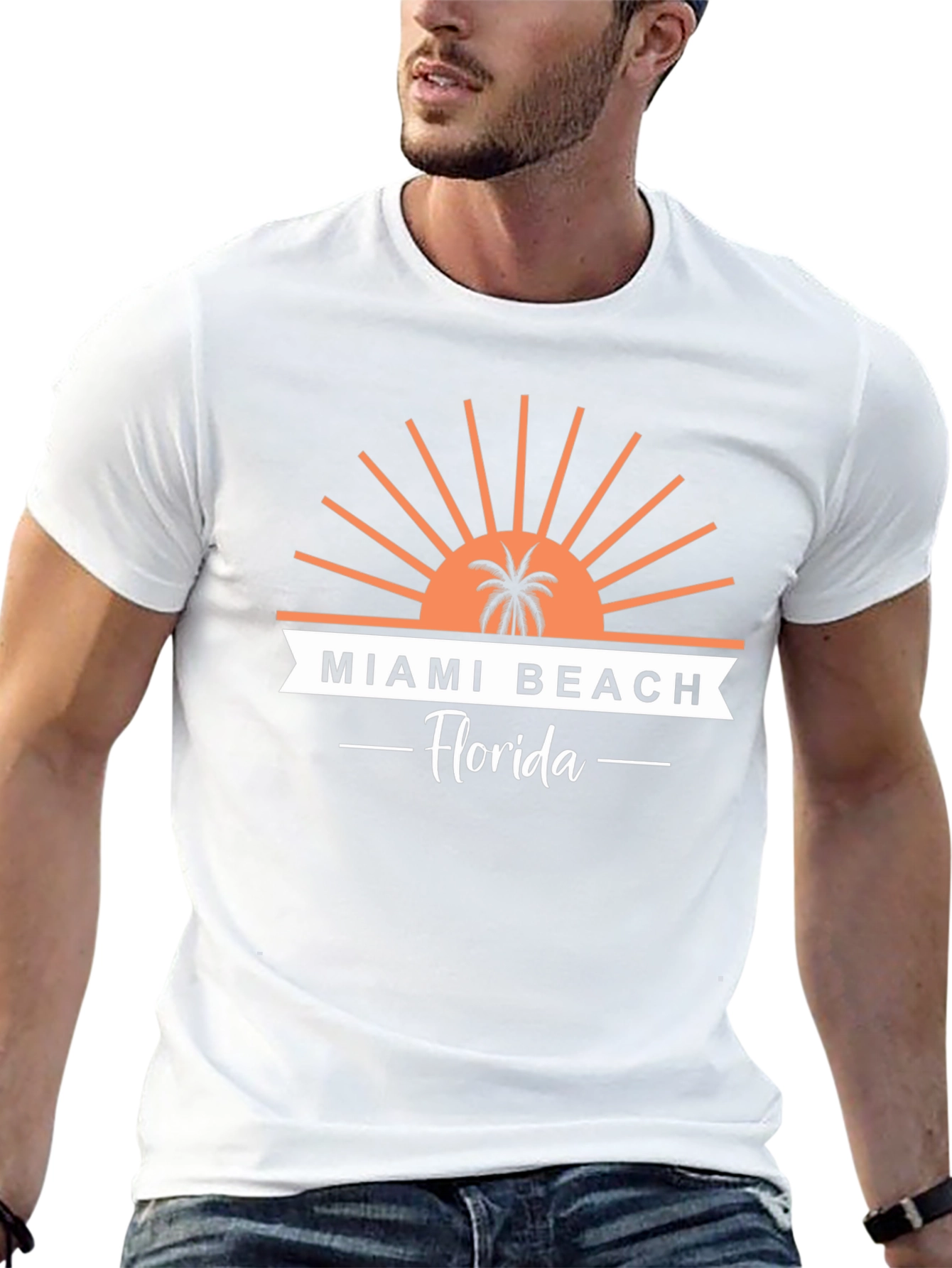 Miami Beach Florida T-Shirt Palm Tree Graphic Tee