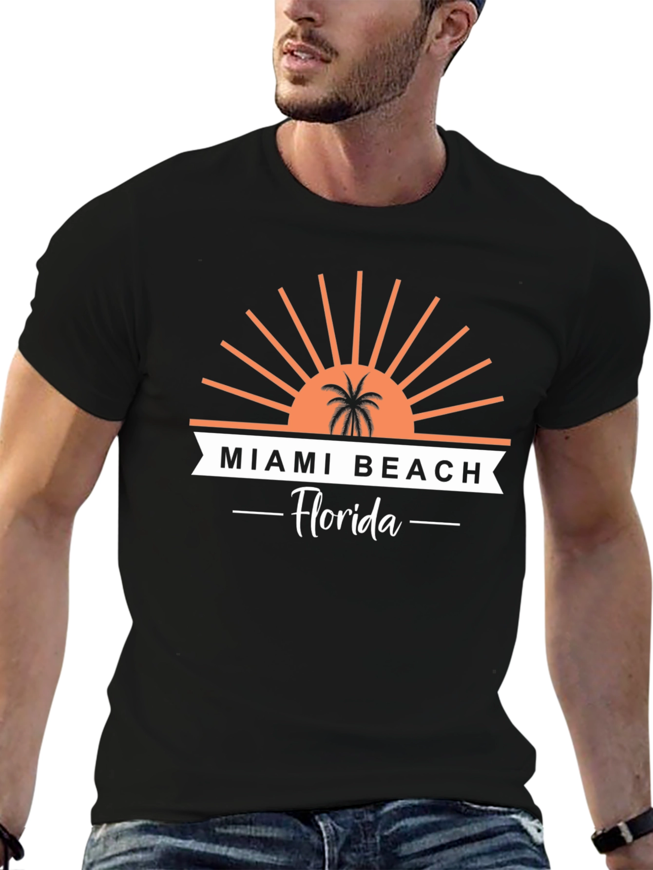 Miami Beach Florida T-Shirt Palm Tree Graphic Tee