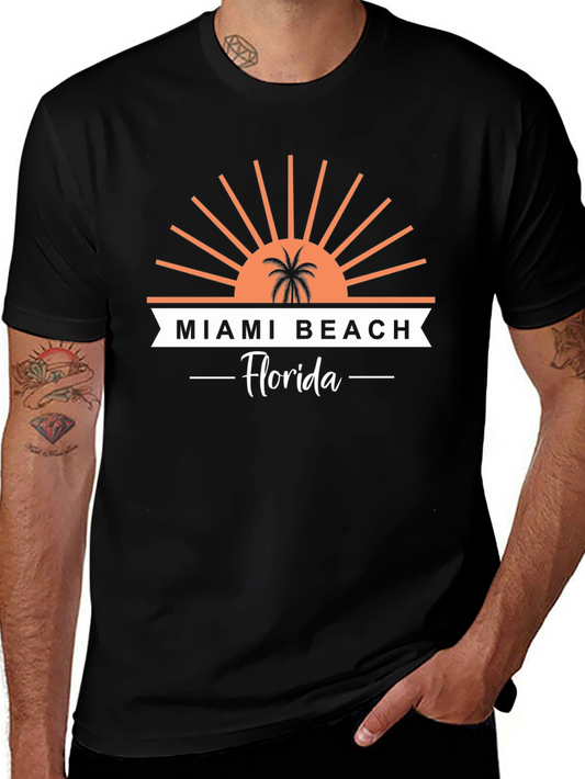 Miami Beach Florida T-Shirt Palm Tree Graphic Tee