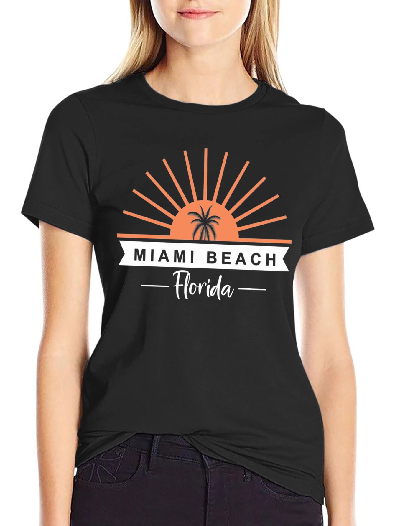 Miami Beach Florida T-Shirt Palm Tree Graphic Tee