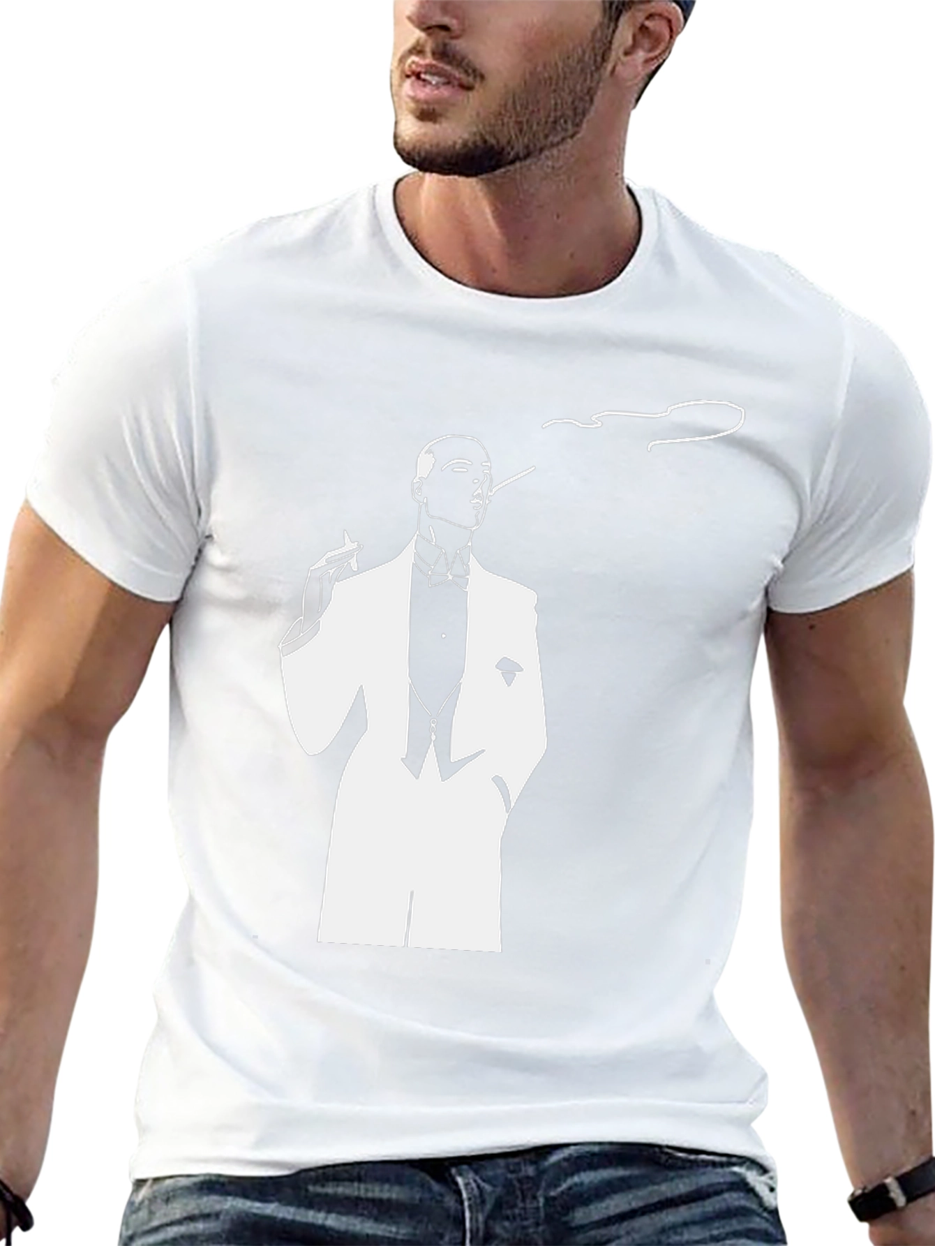 Dapper Smoker Graphic Tee - Stylish Black T-Shirt