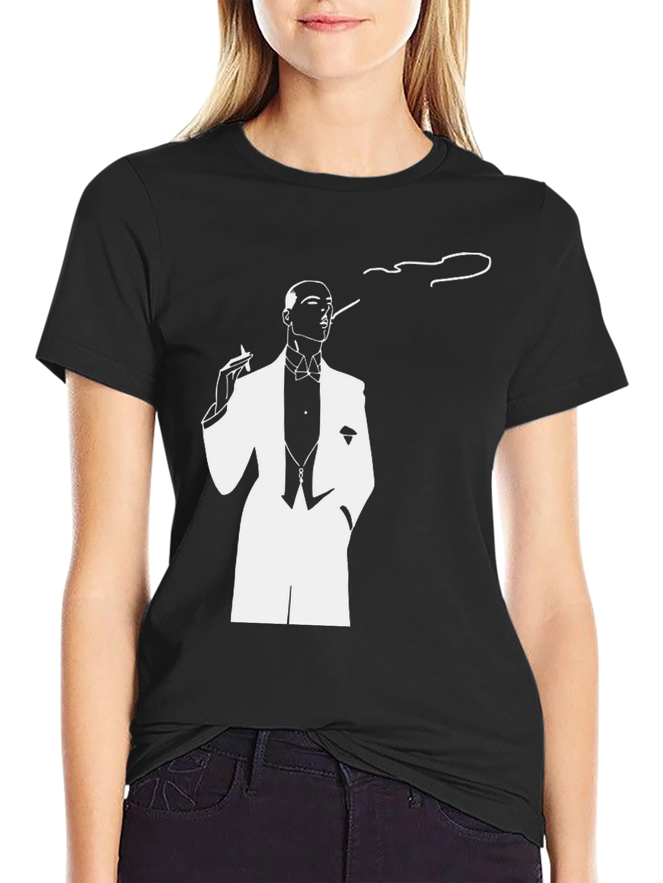 Dapper Smoker Graphic Tee - Stylish Black T-Shirt
