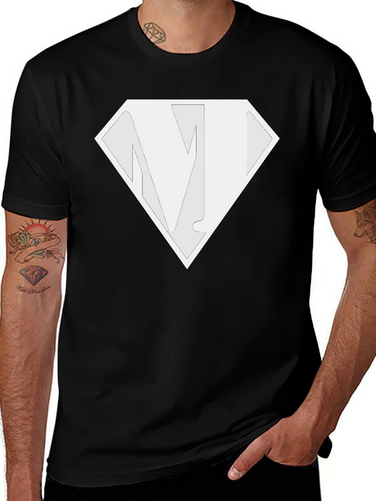 Black T-Shirt with Diamond N Logo - Casual Style