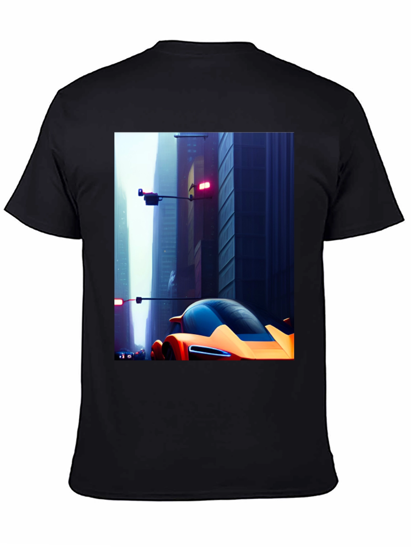 Futuristic Car Graphic Tee - Sleek Cityscape Design