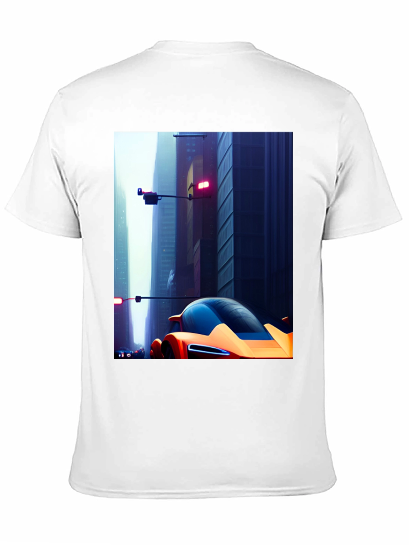 Futuristic Car Graphic Tee - Sleek Cityscape Design
