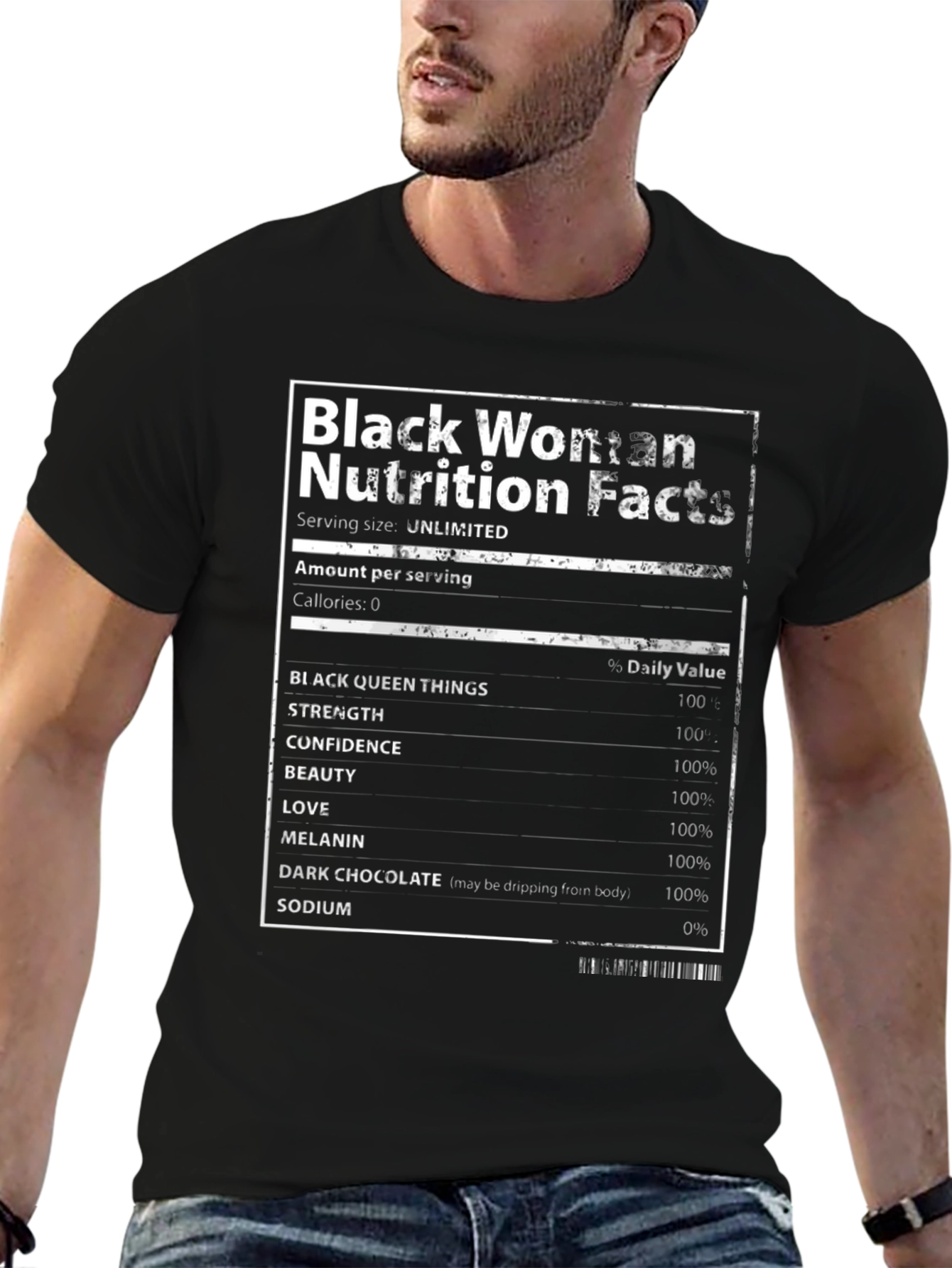 Black Woman Nutrition Facts T-Shirt