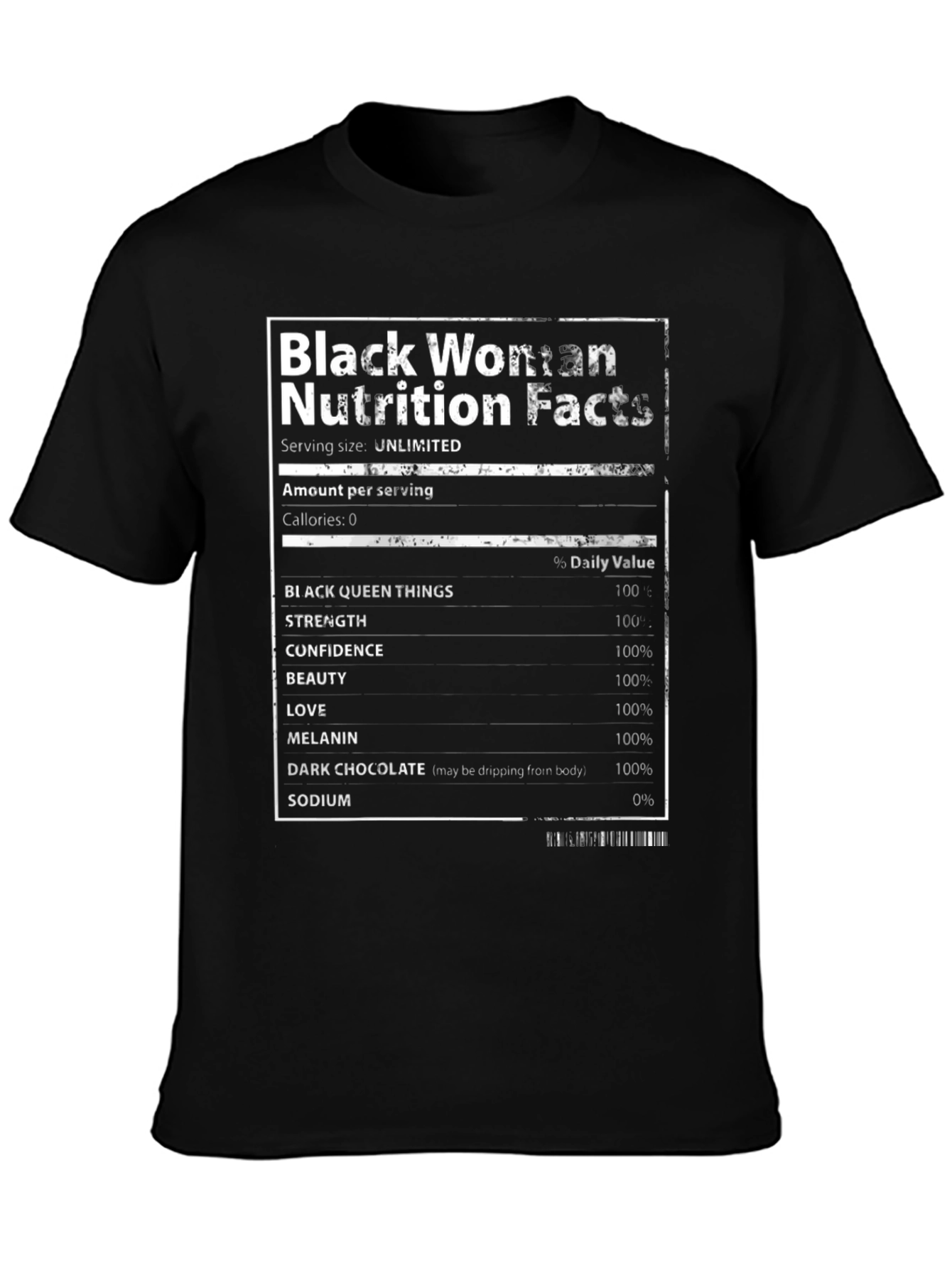 Black Woman Nutrition Facts T-Shirt