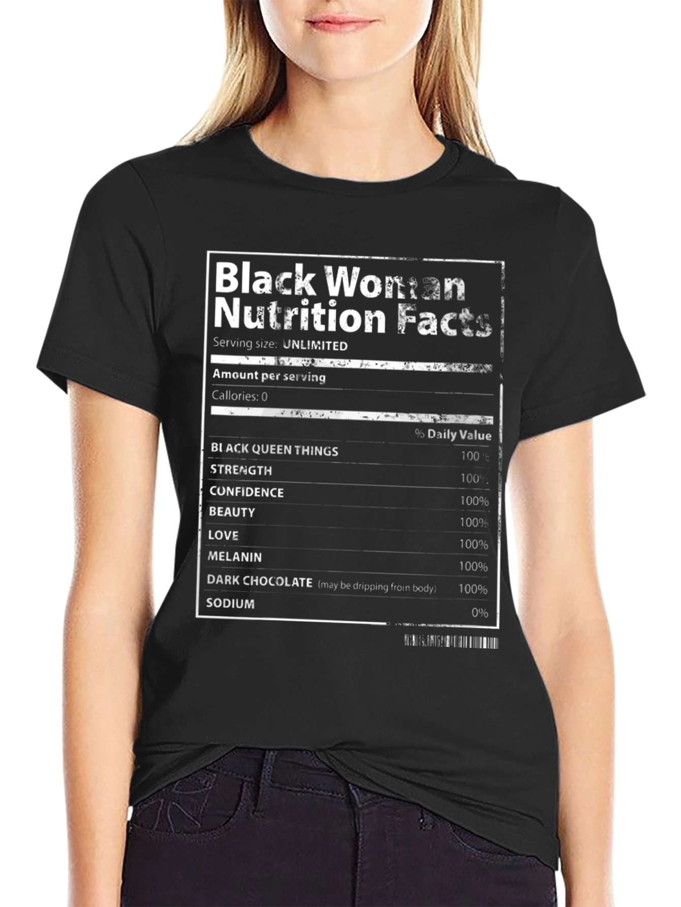 Black Woman Nutrition Facts T-Shirt