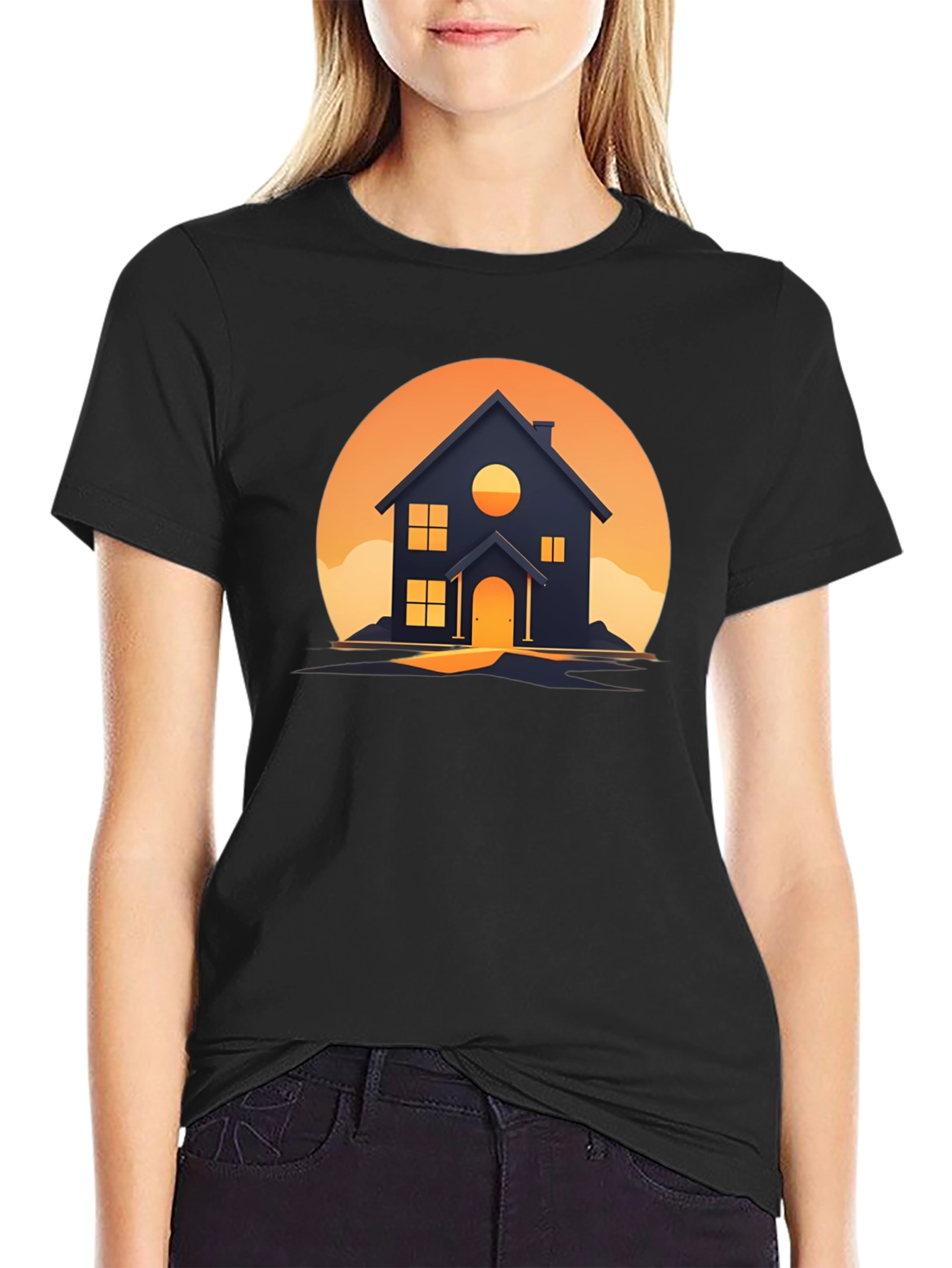 Sunset House Graphic Tee - Modern Design