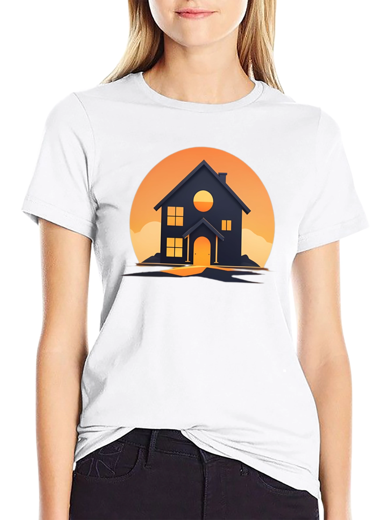 Sunset House Graphic Tee - Modern Design