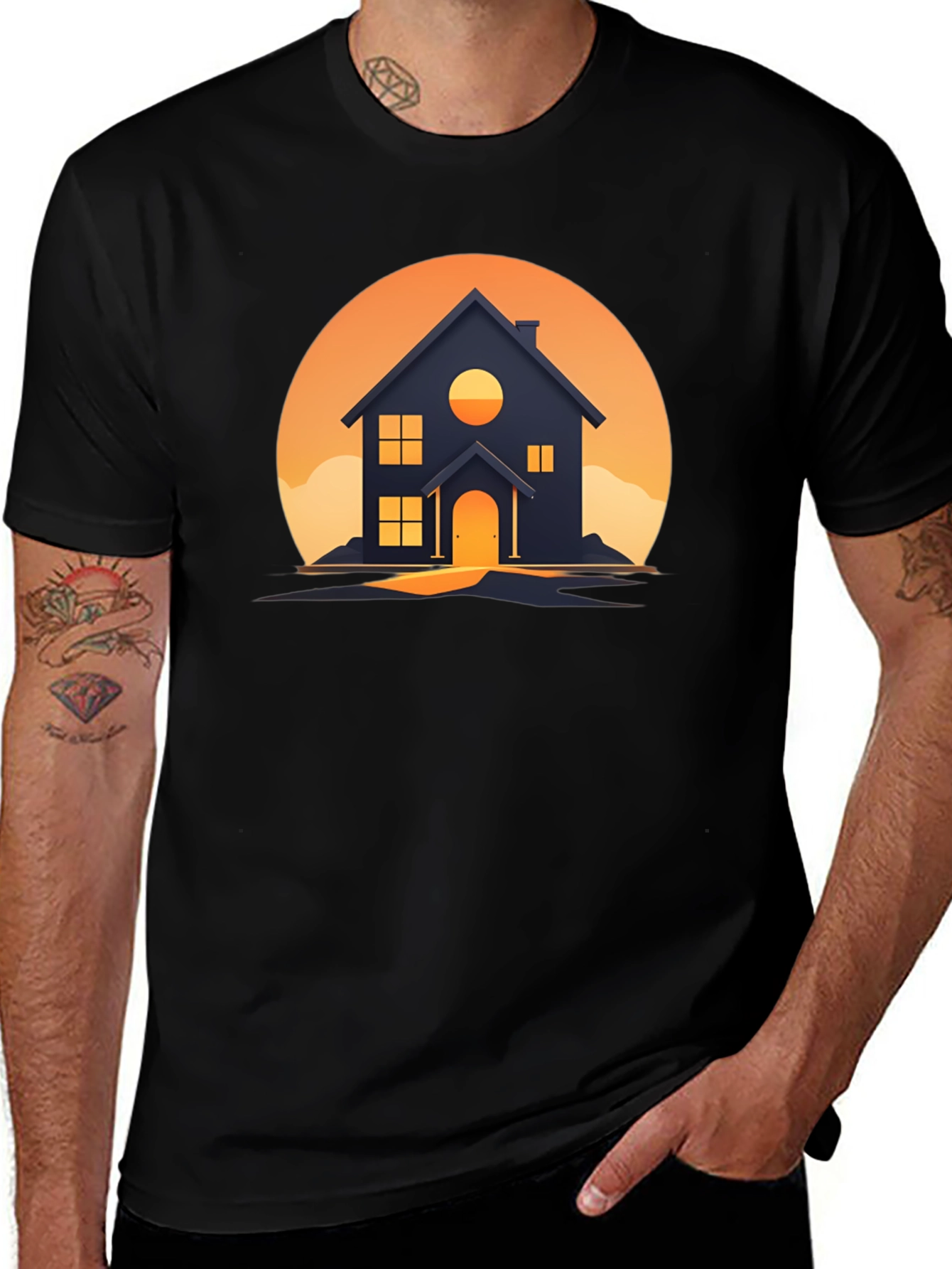 Sunset House Graphic Tee - Modern Design