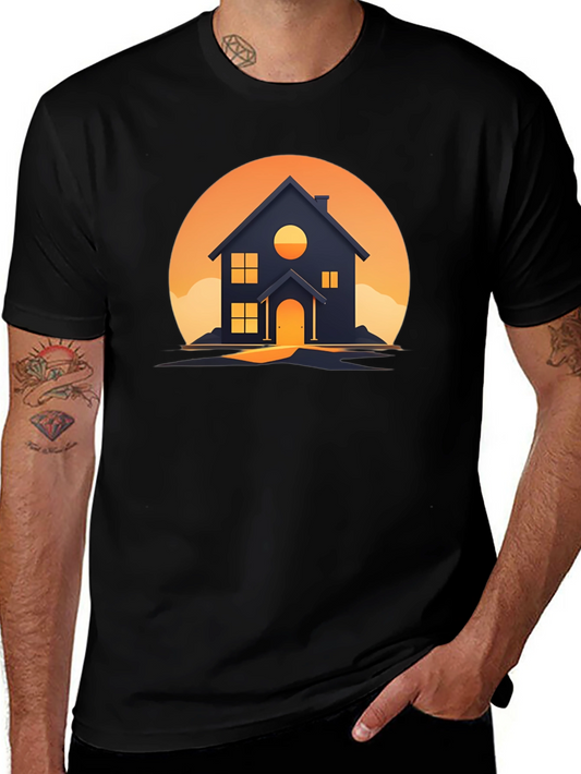Sunset House Graphic Tee - Modern Design