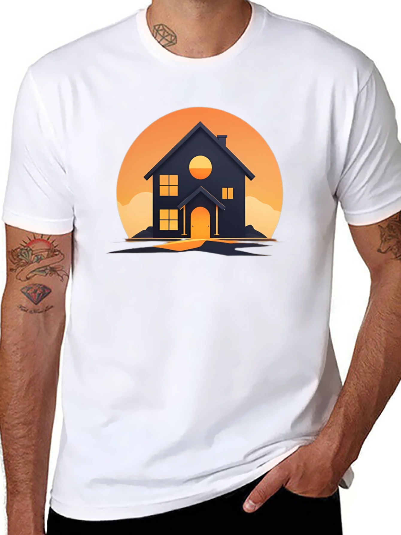 Sunset House Graphic Tee - Modern Design