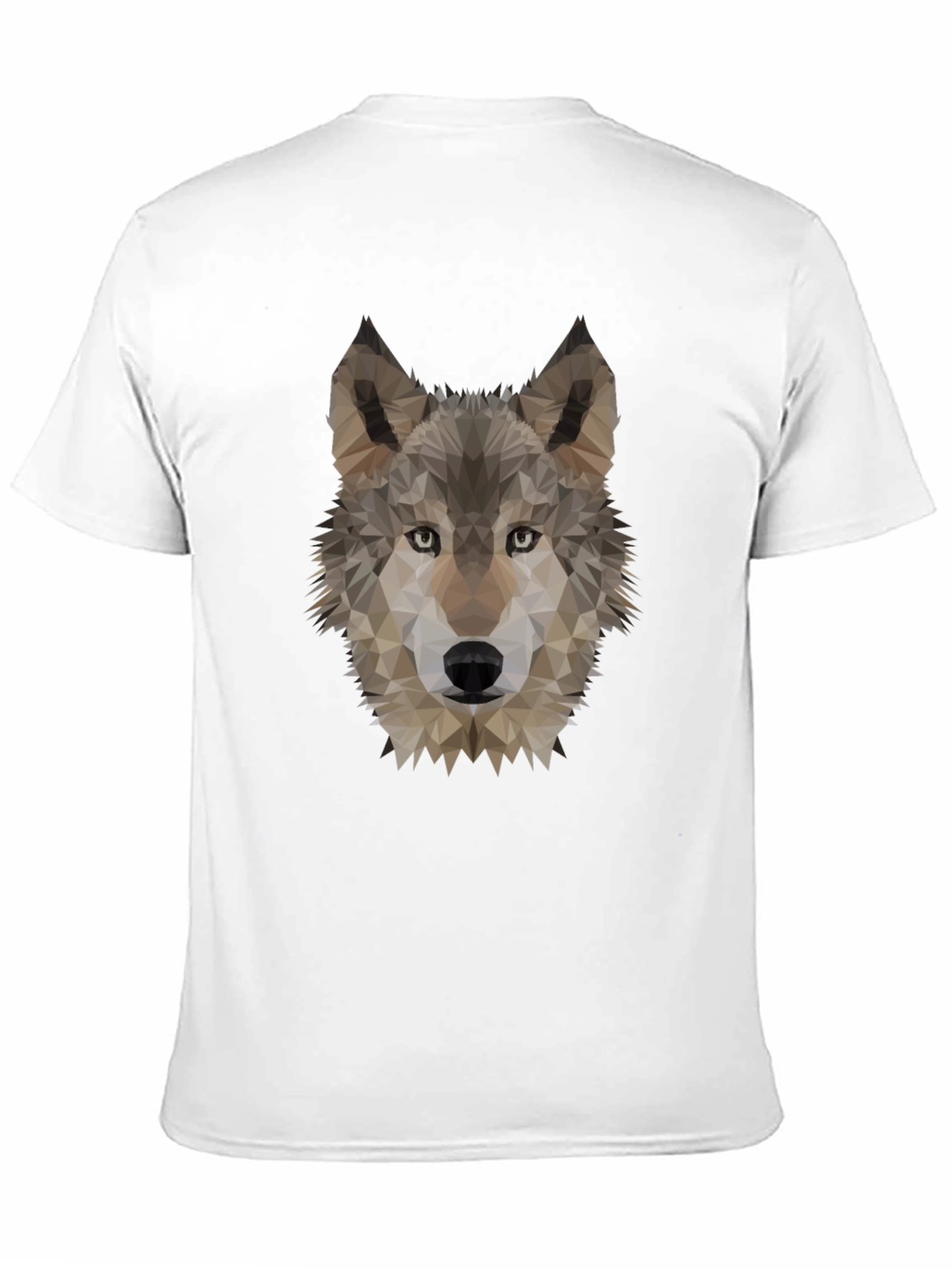 Geometric Wolf Head Graphic Tee - Black