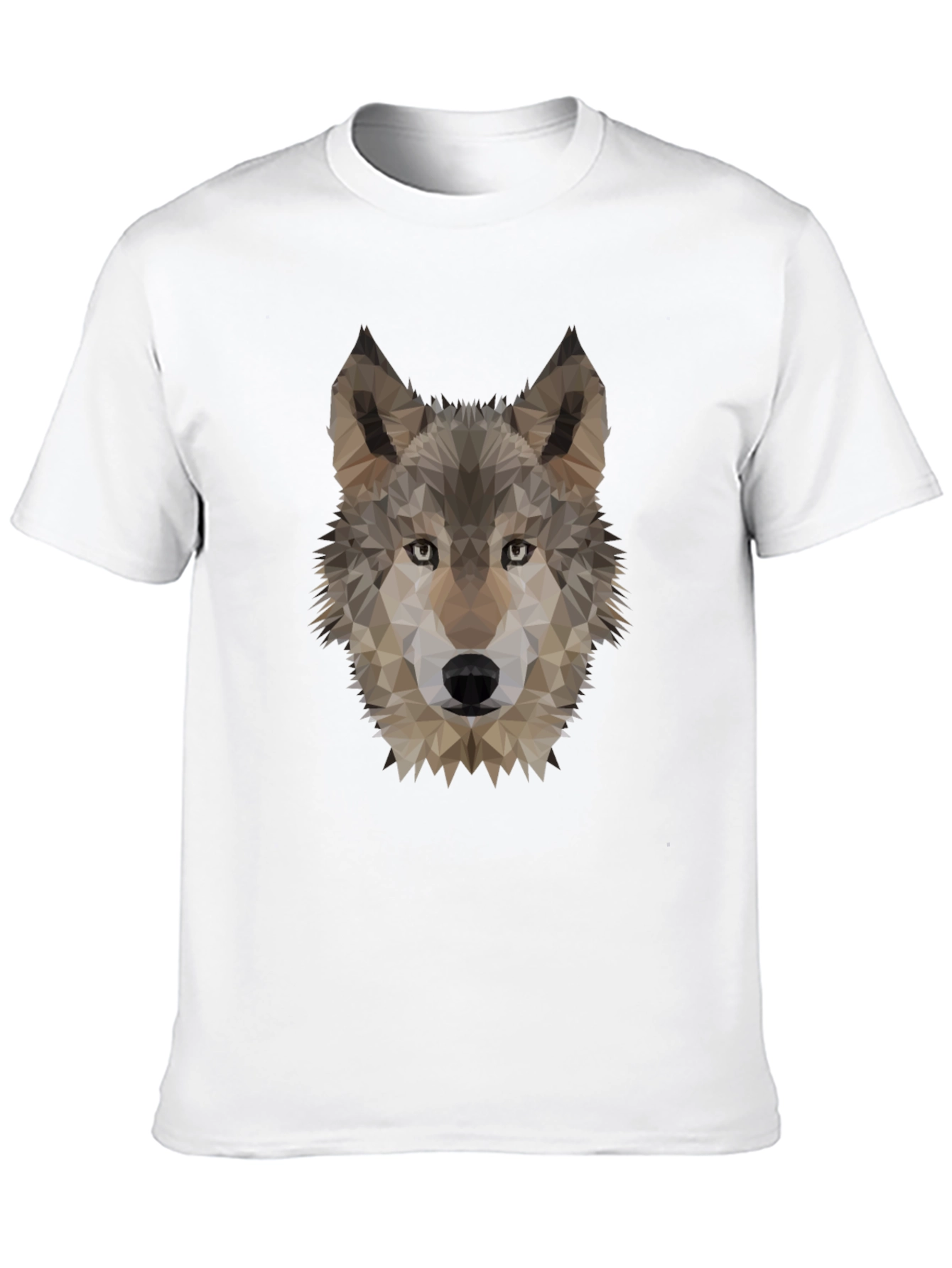 Geometric Wolf Head Graphic Tee - Black
