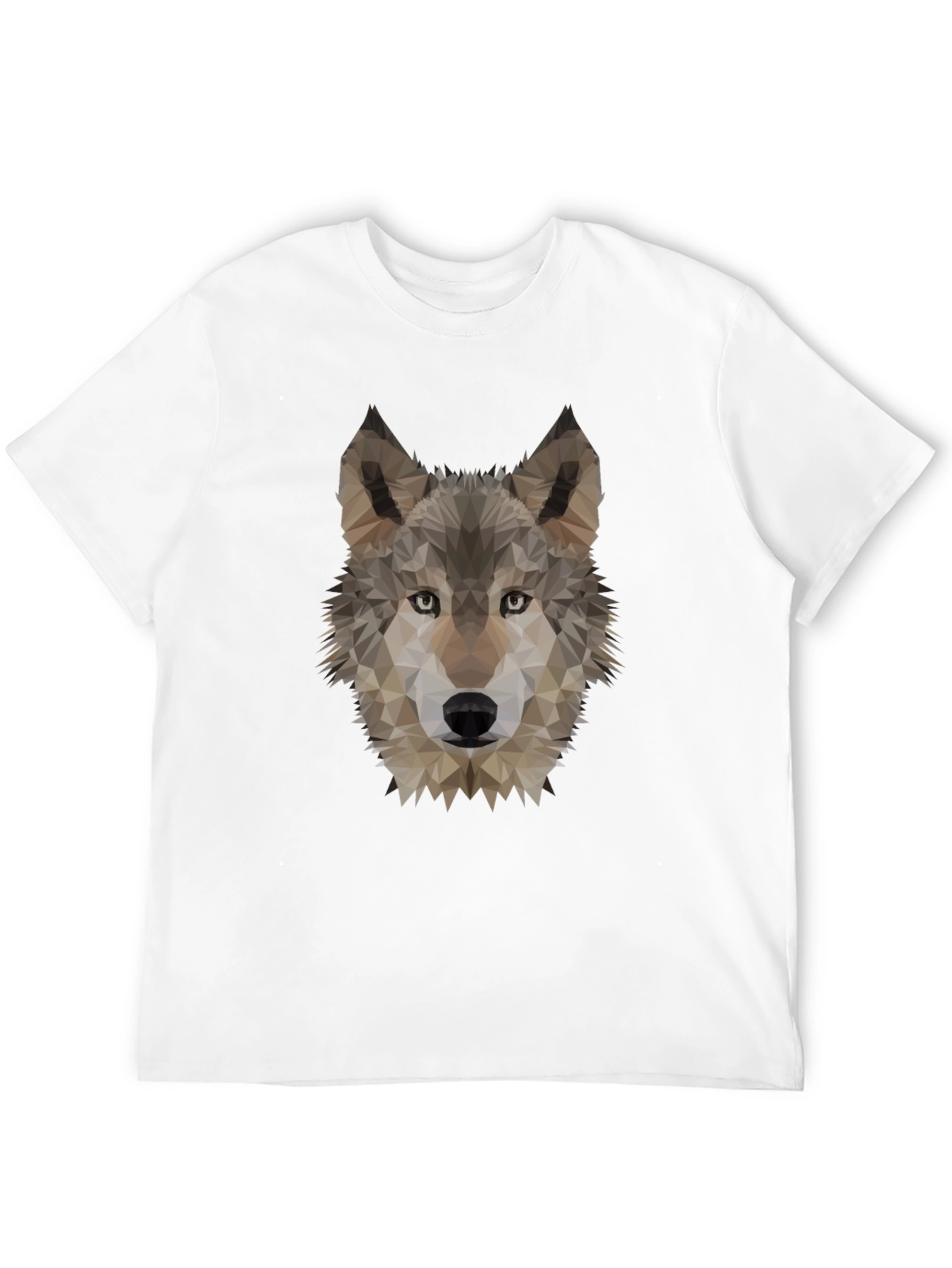 Geometric Wolf Head Graphic Tee - Black