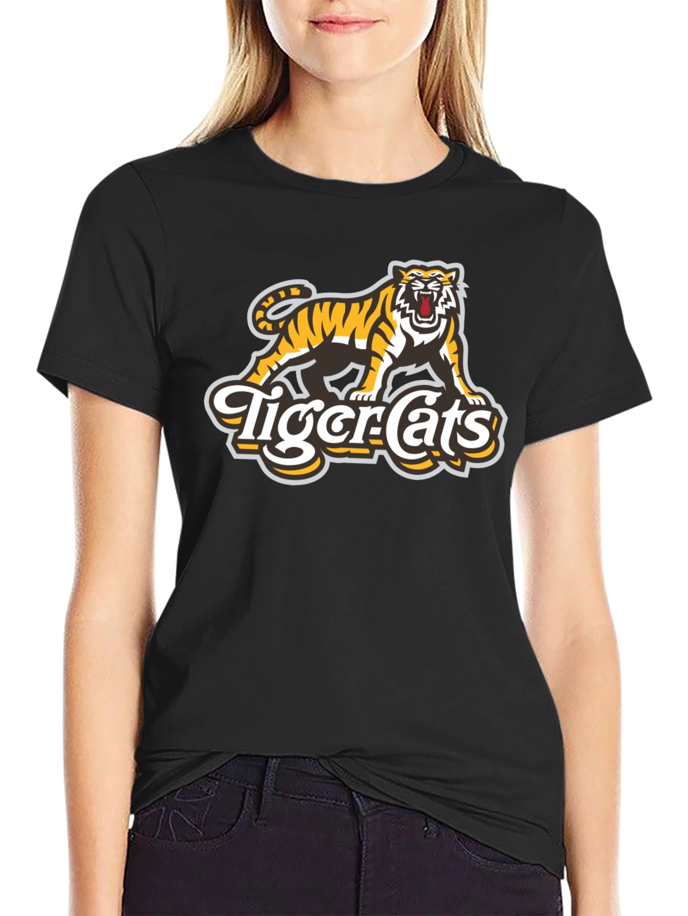 Tiger-Cats Black Graphic T-Shirt