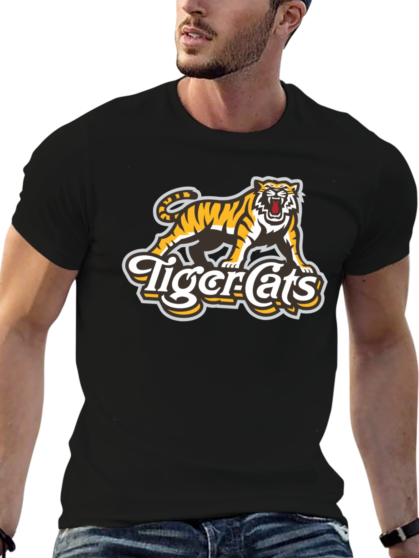 Tiger-Cats Black Graphic T-Shirt