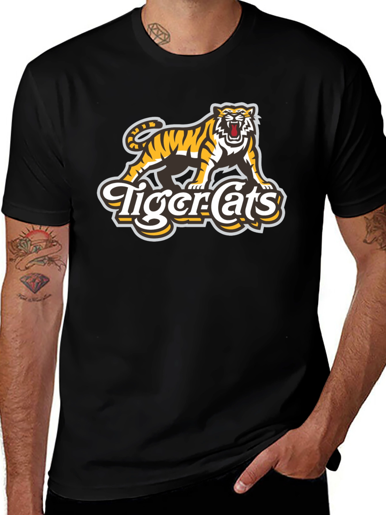 Tiger-Cats Black Graphic T-Shirt