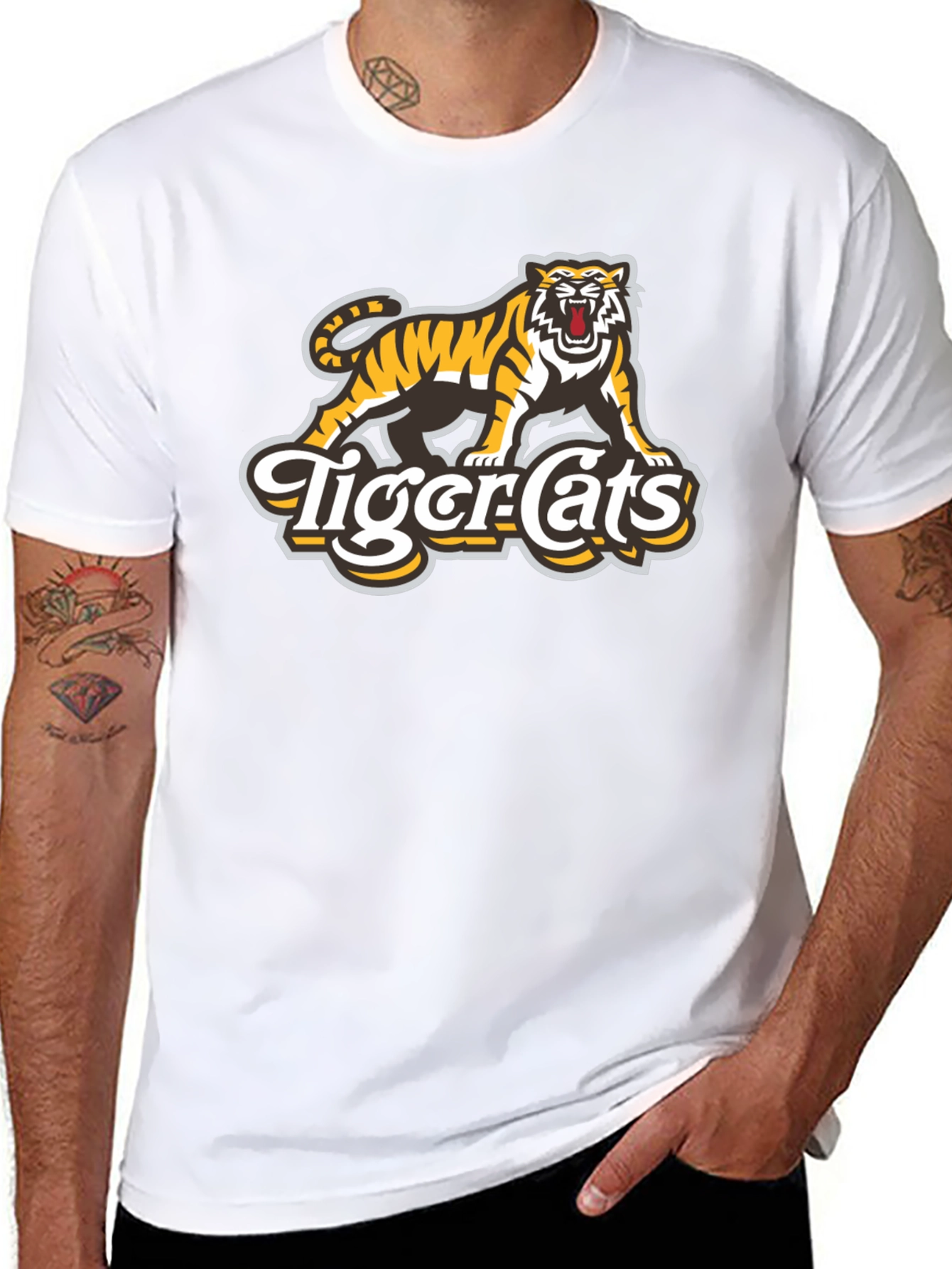 Tiger-Cats Black Graphic T-Shirt