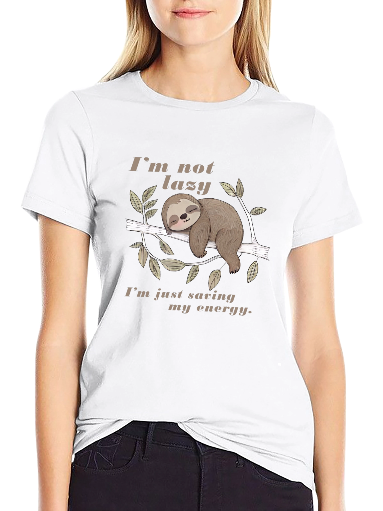 Lazy Sloth Energy Saving Black T-Shirt