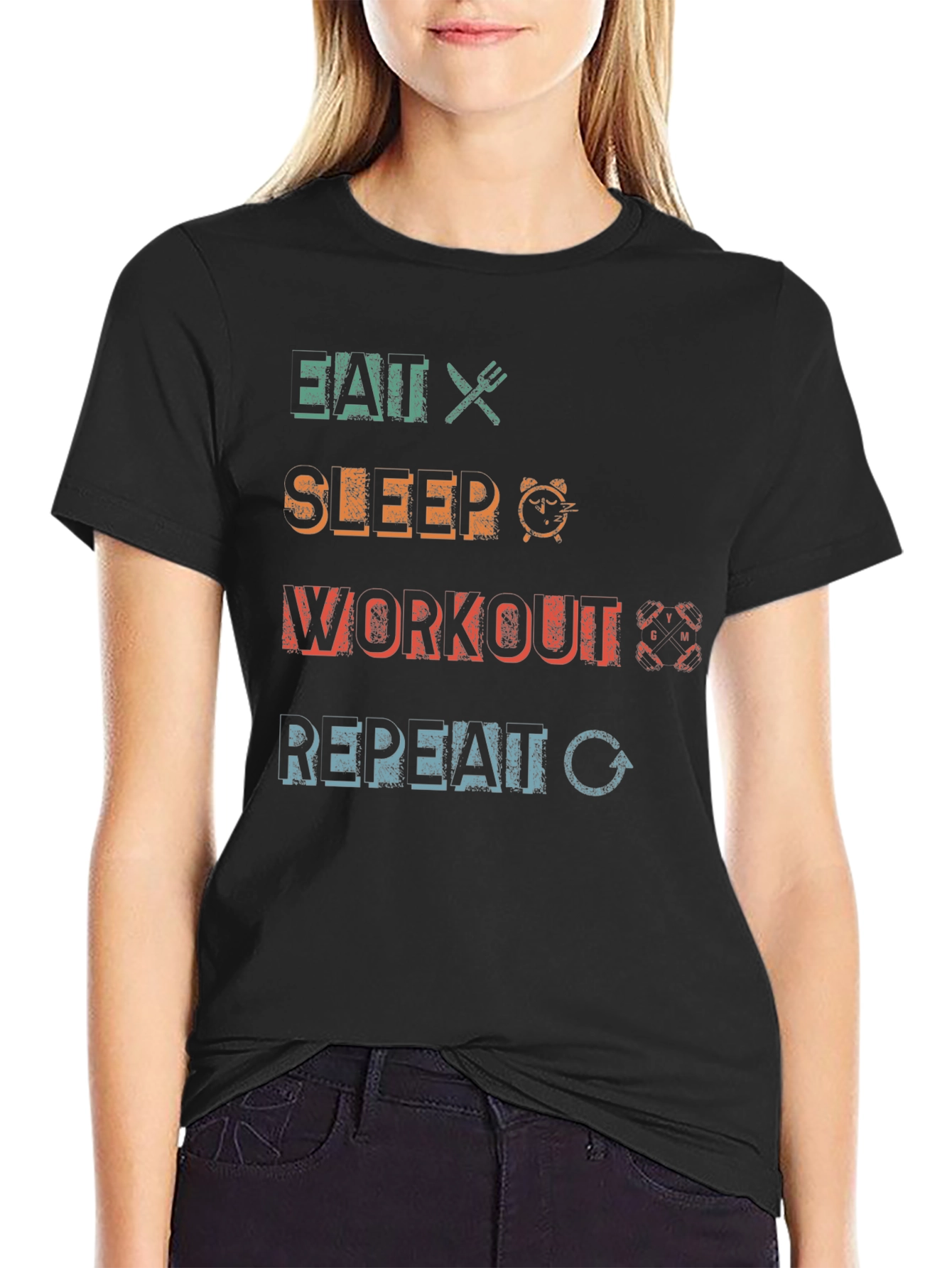 Eat Sleep Workout Repeat Graphic T-Shirt