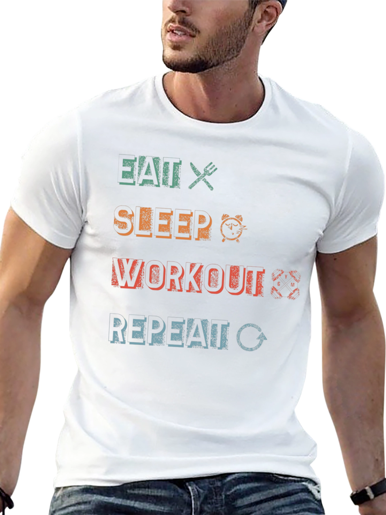 Eat Sleep Workout Repeat Graphic T-Shirt