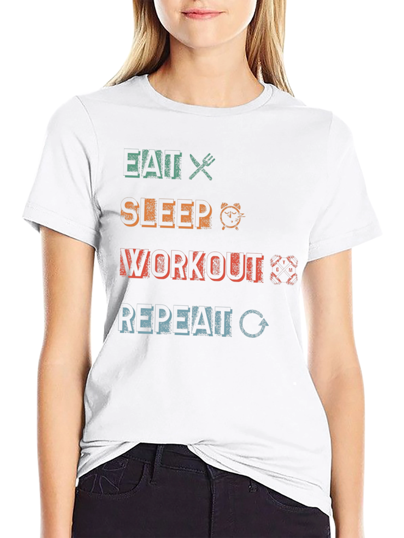 Eat Sleep Workout Repeat Graphic T-Shirt