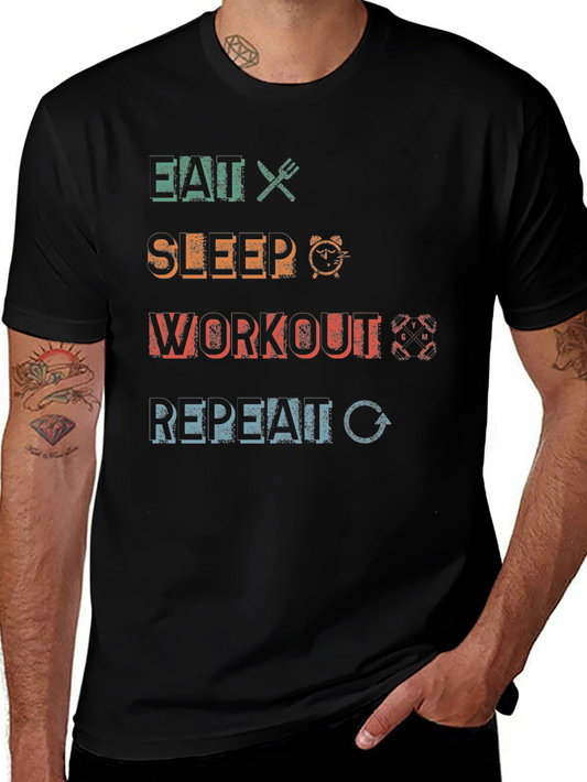 Eat Sleep Workout Repeat Graphic T-Shirt