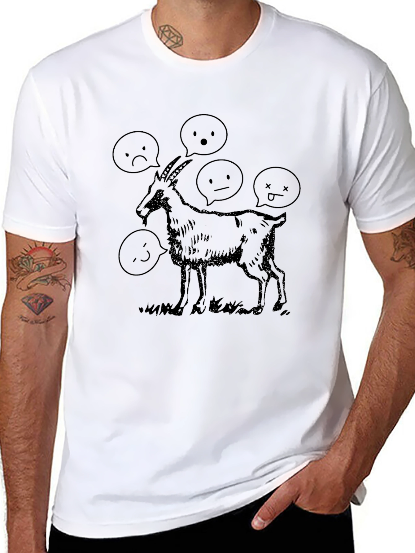 Goat Moods Graphic T-Shirt - Black