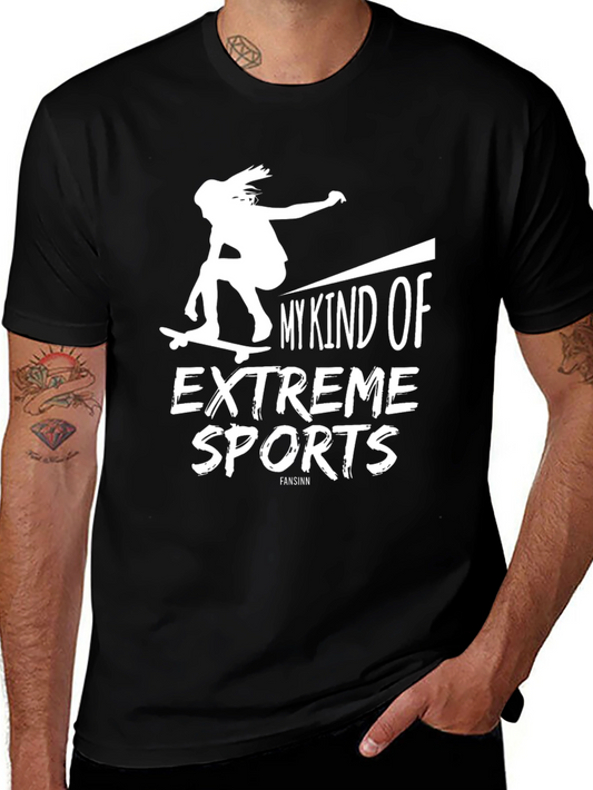 Extreme Sports Skater Graphic T-Shirt - Black Cotton Tee