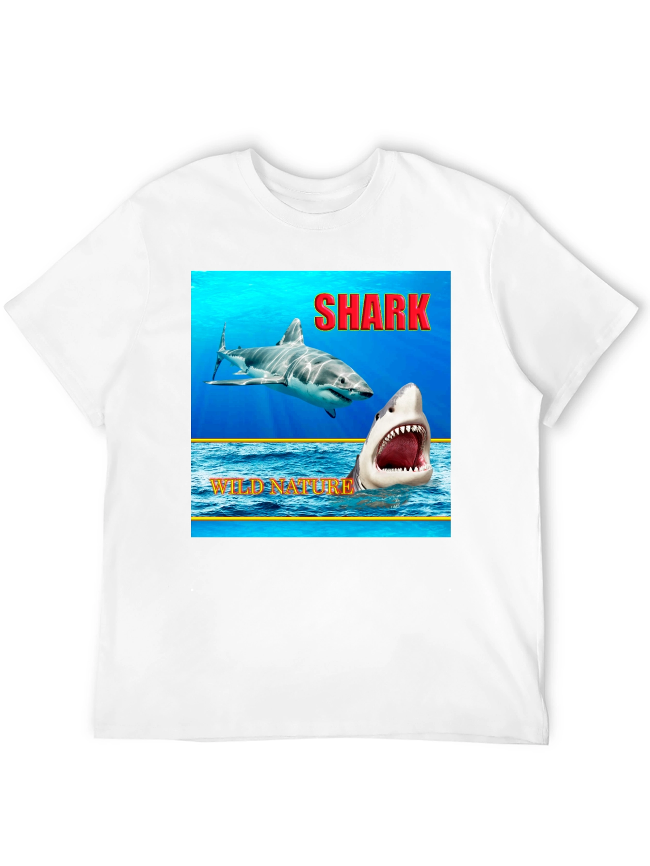 Shark Wild Nature Graphic Black T-Shirt