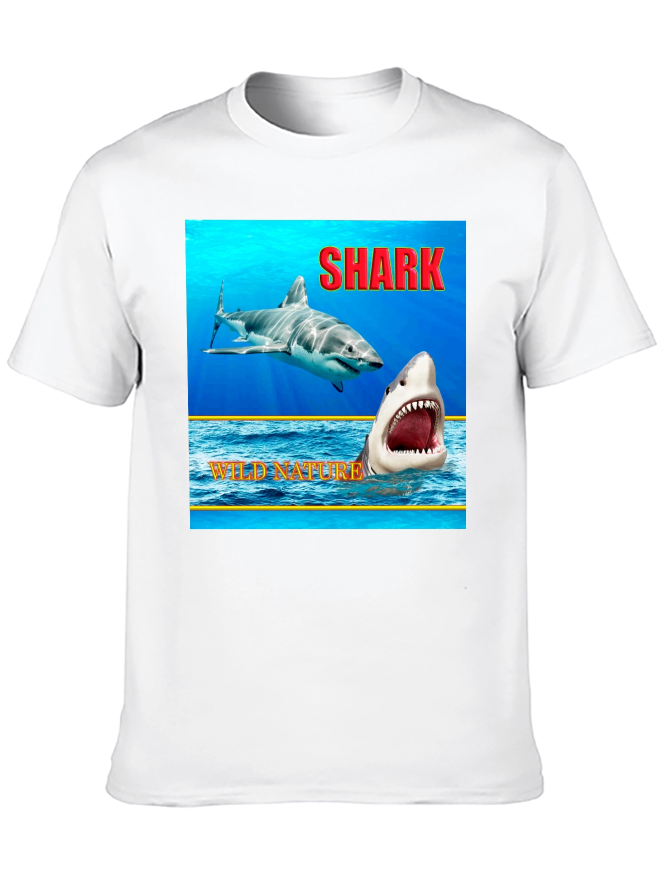 Shark Wild Nature Graphic Black T-Shirt